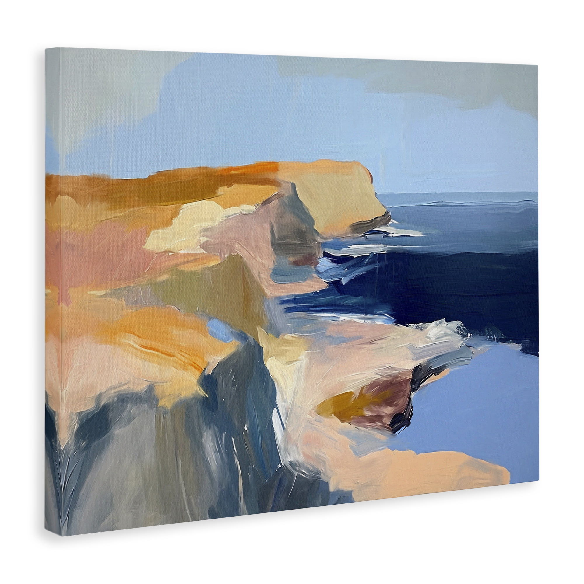 Stupell Industries Rugged Cliffs Coastline Coastal Painting Gallery Wrapped Canvas Art Print Wall Art, 48 x 36