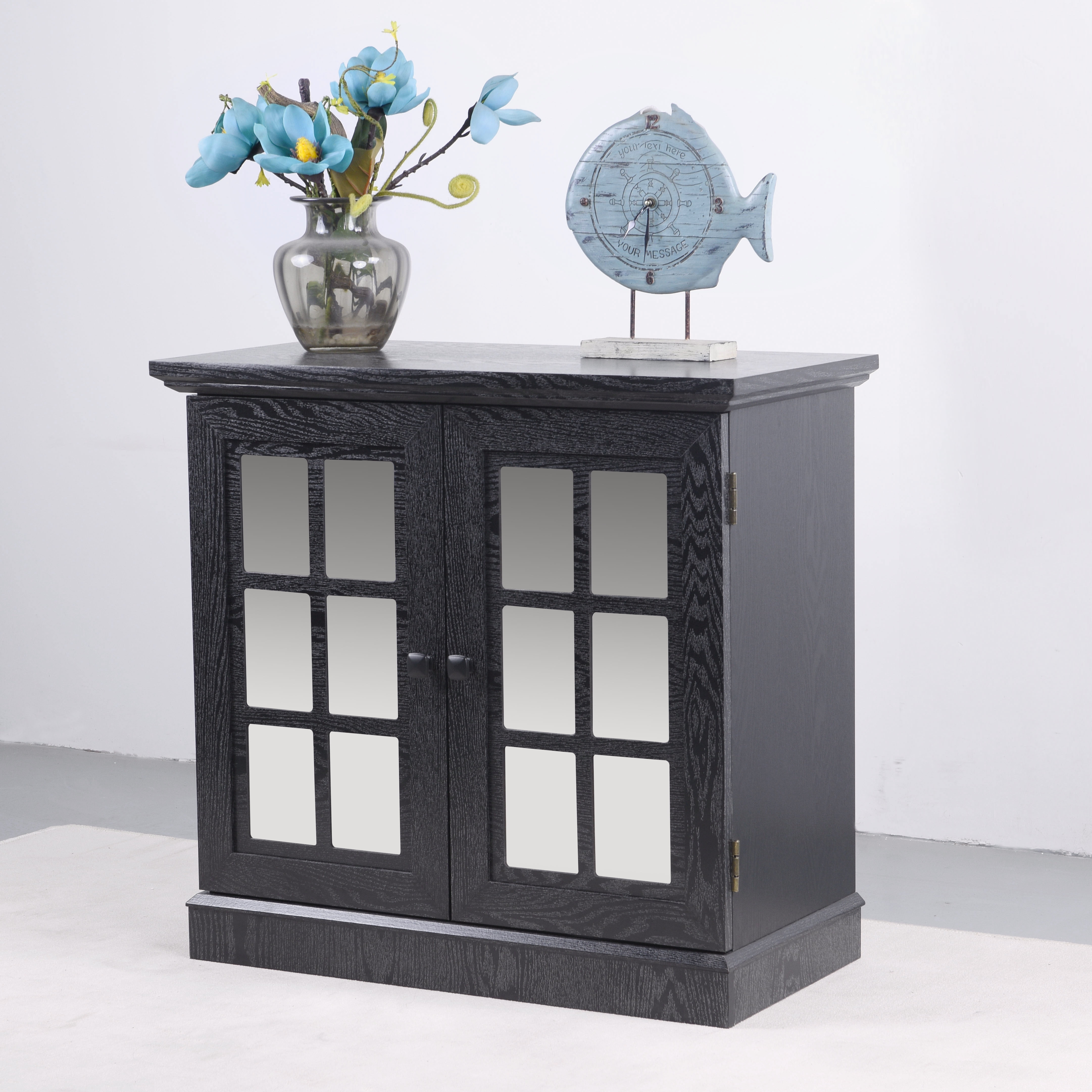Sailvan 2 Decorative Acrylic Mirrored Door Storage Sideboard with Adjustable Shelf