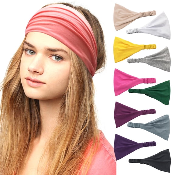 WHEANG Adjustable Headbands for Women Non Slip Solid Color Elastic Head Wrap Headband Lightweight Durable Bandana Comfortable Stretch Yoga Sports Sweatbands Hair Bands White