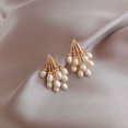 thumbnail image 1 of Pendientes de perlas chapados en oro JM para mujer, 1 of 5