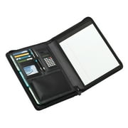 Office Depot® Brand Leather Padfolio, Zipper Closure, Black