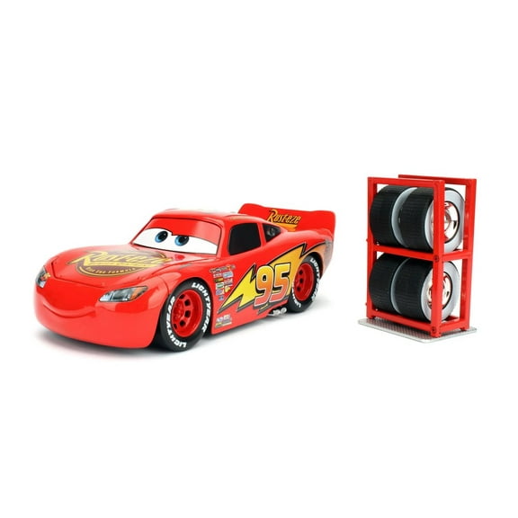 Lightning McQueen w/ Extra Wheels, Disney Pixar Cars - Jada Toys 97751 - 1/24 Scale Diecast Car