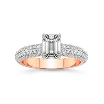 1 Carat IGI Certified Emerald Shape Lab Grown Diamond Engagement Ring | 14K Rose Gold |Casimer Side Stone Diamond Ring | FG-VS1-VS2 Quality Friendly Diamonds