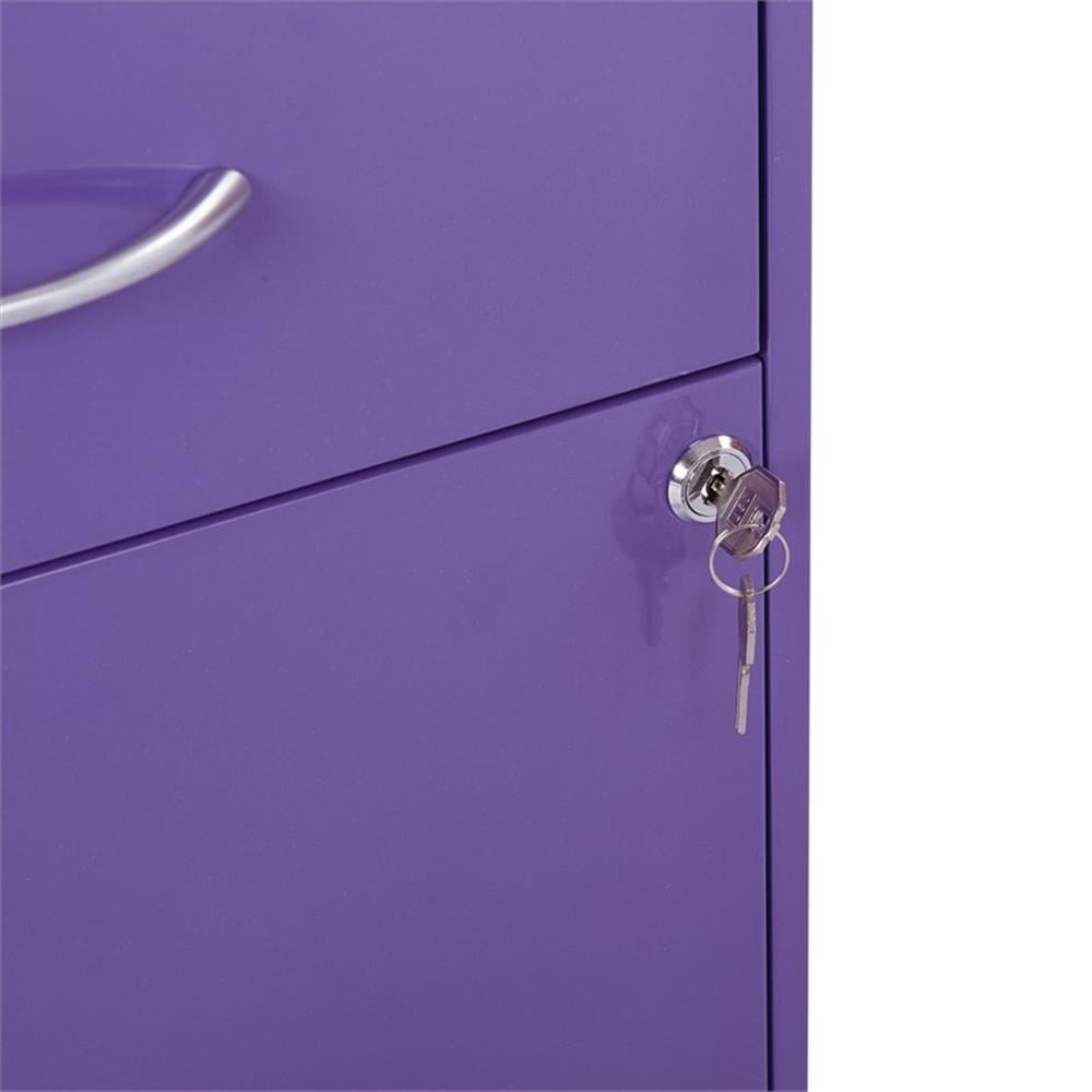 Osp Designs 3 Drawer Vertical Metal Lockable Filing Cabinet, Purple