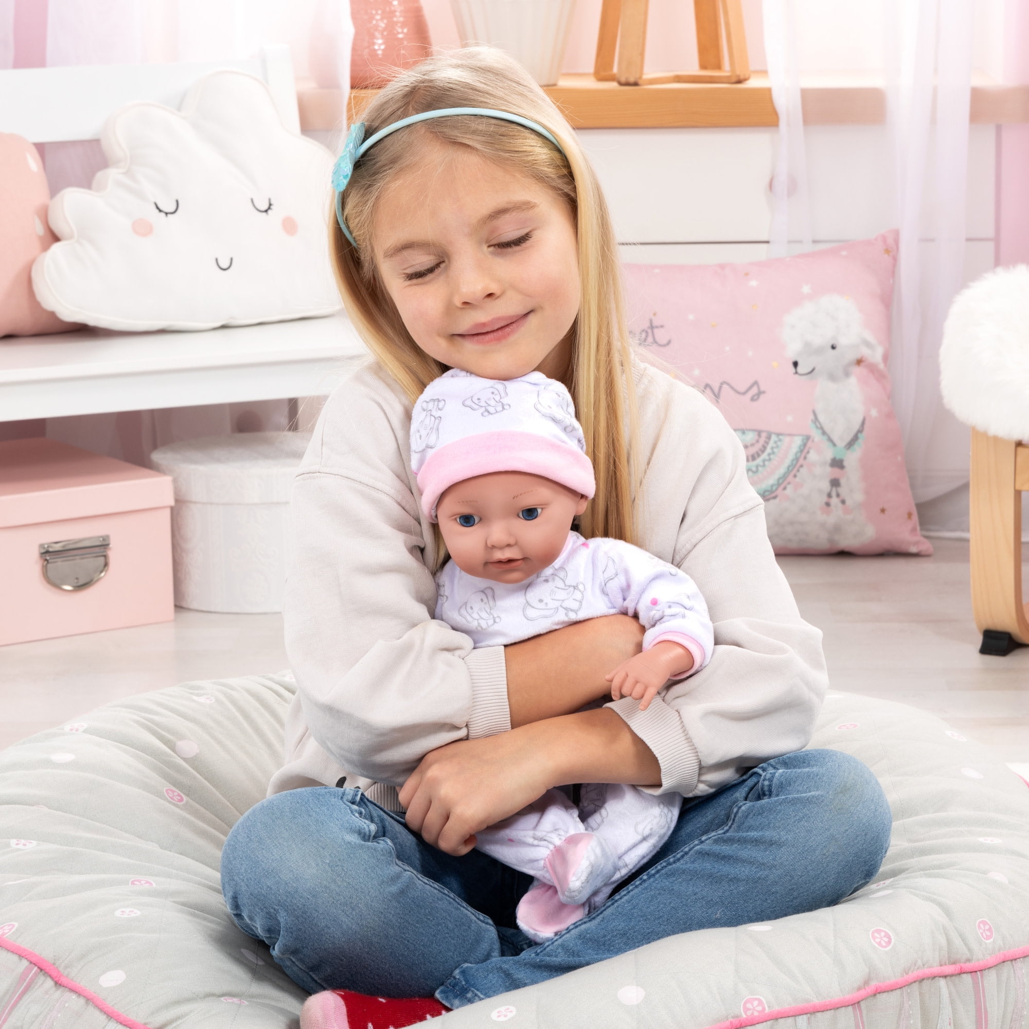 Reborn 15" Baby Doll Set in White Pink Elephant