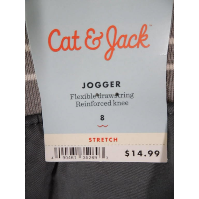Cat & Jack Boys' Flexible Drawstring Stretch Pull-On Jogger Fit Pants -  Gray - 8