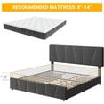 thumbnail image 7 of King Size Bed Frame with Adjustable Headboard and 4 Storage Drawers, Soft Upholstered Platform Bed Frames with Wooden Slats Support, No Box Spring Needed, Dark Grey, 7 of 7