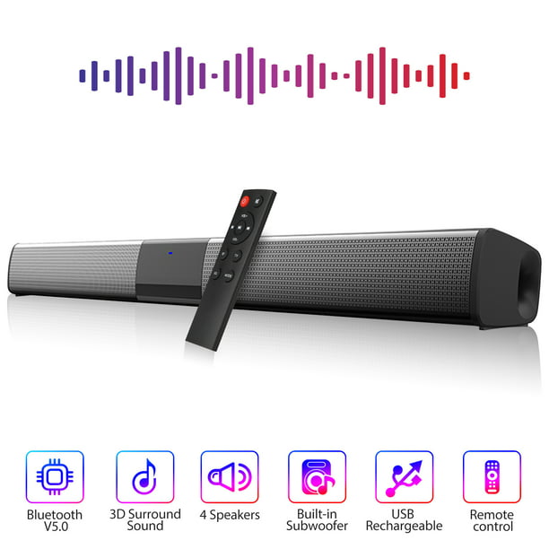 TSV Bluetooth Sound Bar, Wired and Wireless Home TV Speaker TF Card- 3D Surround Sound Bar for TV/PC/Phones/Tablets, 4 x 5W Compact Sound Bar - Walmart.com