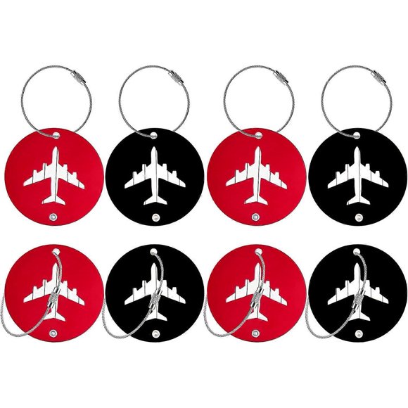 8 Pieces with Stainless Steel Ring Suitcase Tags with PVC Name Tag Suitcase Tag for Name Labeling