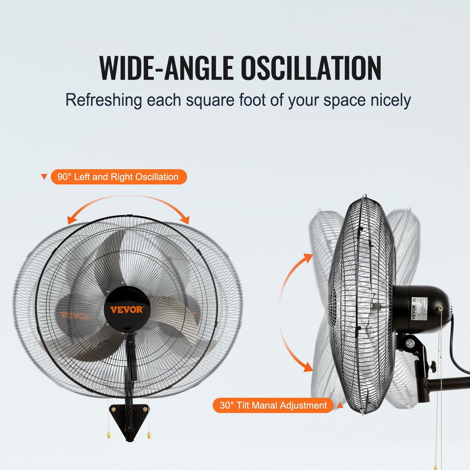 Wall Mount Fan 18 Inch 2 Pack, Oscillating Industrial Fans 3 Speed High Velocity 4000 CFM for Warehouse, Garage, Basement, Workshop, Commercial & Residential