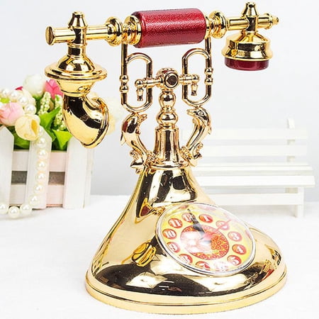 European Tabletop Telephone Alarm Clock – Classical Electroplated Retro Desk Bell Clock Old Fashioned Decorative Timepiece For Home