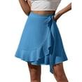 thumbnail image 1 of UKAP Ladies Skirts High Waist Mini Lace Up Boho Beach Blue S, 1 of 5