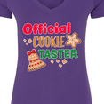 thumbnail image 4 of Inktastic Christmas Official Cookie Taster with Bell and Star Cookie Women's V-Neck T-Shirt, 4 of 5