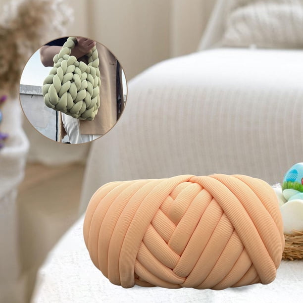 Hilo grueso, hilo grueso voluminoso, hilo de tubo de ganchillo lavable 500G, hilo tubular Jumbo para manta, manta, cama para mascotas, tejido, naranja claro Macarena hilo grueso