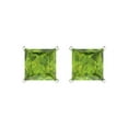 thumbnail image 3 of Clara Pucci 3Ct Natural Peridot Princess Cut VVS1 Push Back Stud 14k Solid hypoallergenic Gold Designer Earrings For August, 3 of 7