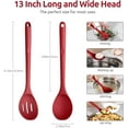 thumbnail image 2 of 600°F Heat Resistant Silicone Spoons: U-Taste 13.3in Solid & Slotted Kitchen Cooking Spoon, Nonstick Long Rubber Utensil, Sturdy for Mixing, Serving, Stirring, Frying, Draining (Red, 2PCS), 2 of 9