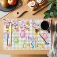 thumbnail image 2 of Happy Easter Placemats Set of 4 Spring Colorful Eggs Butterfly Plaid Checkered Place Mats Indoor Wipeable Table Mats Washable Dining Table Placemats for Kitchen Holiday Party Home Decor 13x19 Inch, 2 of 9
