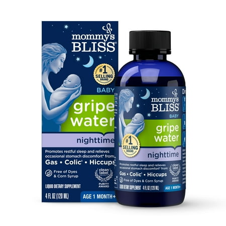 Mommy's Bliss Gripe Water Night Time Dietary Supplement with Chamomile and Lemon Balm, 1 Month+, 4 fl oz
