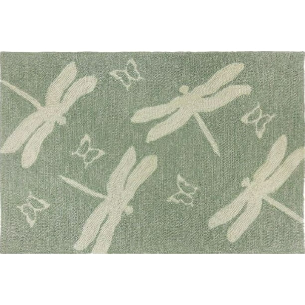 8’ x 10’ Green and Cream Dragonfly and Butterfly Indoor/Outdoor Area