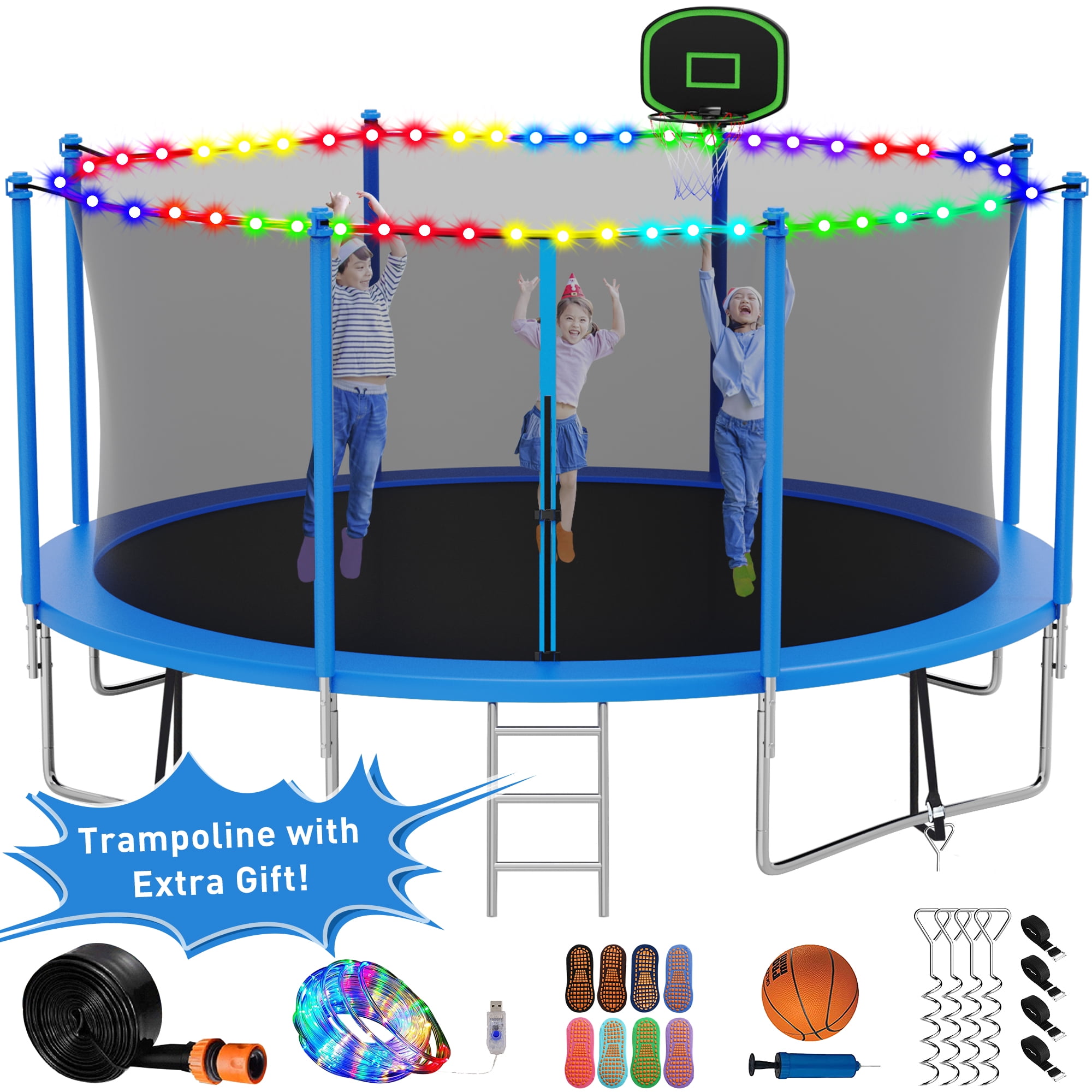 Kumix Trampoline with Enclosure Net for Kids Adults, 1200LBS 12FT