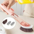 thumbnail image 4 of Dispensador de jabón a presión, juego de cepillos de limpieza para cocina, cepillo para fregar y lavar. Rosa con 3 cabezas, 4 of 9