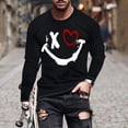thumbnail image 2 of SnZhen Mens Shirts Fashionable Men's Printed Top With Long Sleeved Round Neck And Smiling Face Printed Top/shirt, 2 of 4