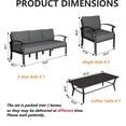 thumbnail image 2 of Gotland 5 Piece Aluminum Patio Furniture Set,Modern Metal Outdoor Patio Furniture w/5.1'' Thick Cushion and Rectangular Coffee Table,Patio Conversation Sets for Porch,Deck,Gray, 2 of 5
