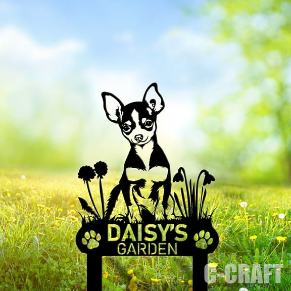 C-CRAFT Custom Chihuahua Memorial Metal Yard Sign Weather Resistant for Garden Decor