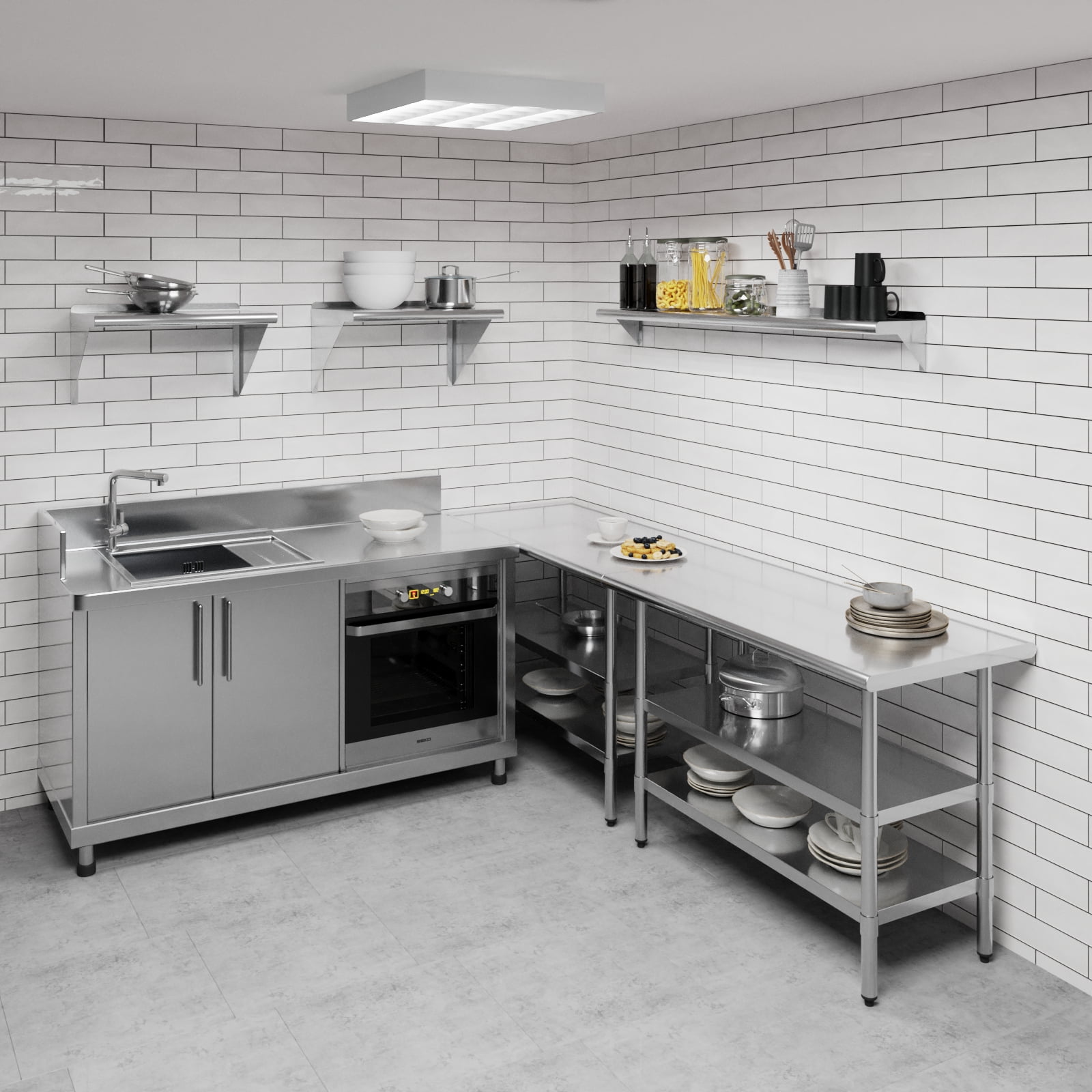AmGood 8 in. x 60 in. Stainless Steel Wall Shelf | NSF Certified | Appliance & Equipment Metal Shelving | Kitchen, Restaurant, Garage, Laundry, Utility Room