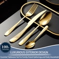 thumbnail image 3 of 24 Piece Gold Silverware Set for 6, Gilded Mirror Polished Cutlery Utensils, Home Kitchen Tableware Including Forks Knives Spoons with Holder, Dishwasher Safe Flatware Set, 3 of 9