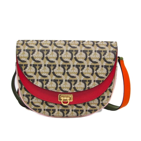 Pre-Owned Salvatore Ferragamo Gancini AU-21 H986 Women's Leather,PVC Shoulder Bag... (Good)