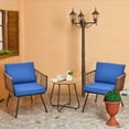thumbnail image 3 of Gymax 3PC Patio Birsto Furniture Set Cushioned Sofa Armrest Coffee Table Blue, 3 of 10