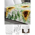 thumbnail image 5 of Full Size Flat Sheet Only, Sunflower Soft Brushed Microfiber Bed Sheets, Green Botanical Summer Spring Vintage Hotel Quality Breathable Bedding Top Sheet, Easy Care, 81"x96", 5 of 9