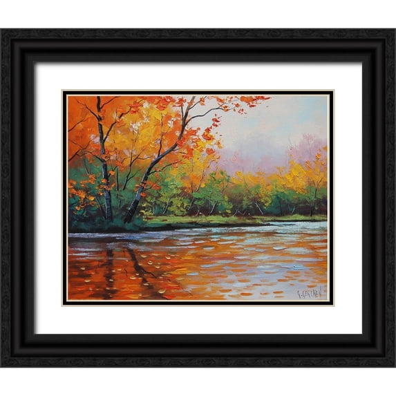 Gercken, Graham 32x26 Black Ornate Wood Framed with Double Matting Museum Art Print Titled - Fall River