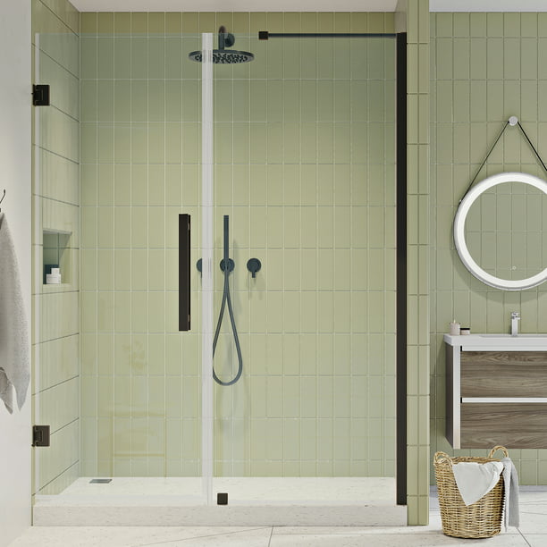 Alcove Frameless Hinge Shower Door, Bronze Sliding Shower Door Kit