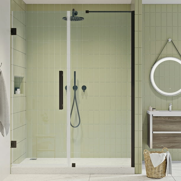 Ove Decors Tampa Pro 54 3 8 In W X 72 H Alcove Frameless Hinge Shower Door Oil Rubbed Bronze Com Alcove Frameless Hinge Shower Door, Bronze Sliding Shower Door Kit
