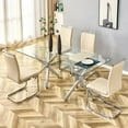 thumbnail image 6 of TesNus Dining Chair Set, Beige PU Leather High Back with Chrome Cantilever Frame, Set of 4 for Dining Room, 6 of 8