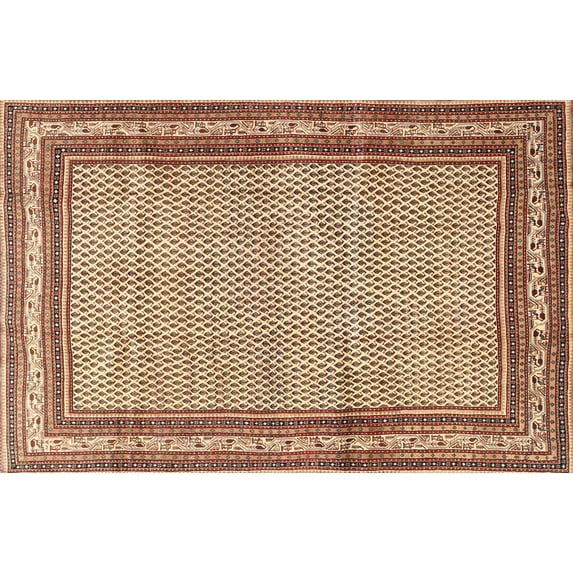 Ahgly Company Indoor Rectangle Traditional Brown Red Persian Area Rugs, 6' x 9'