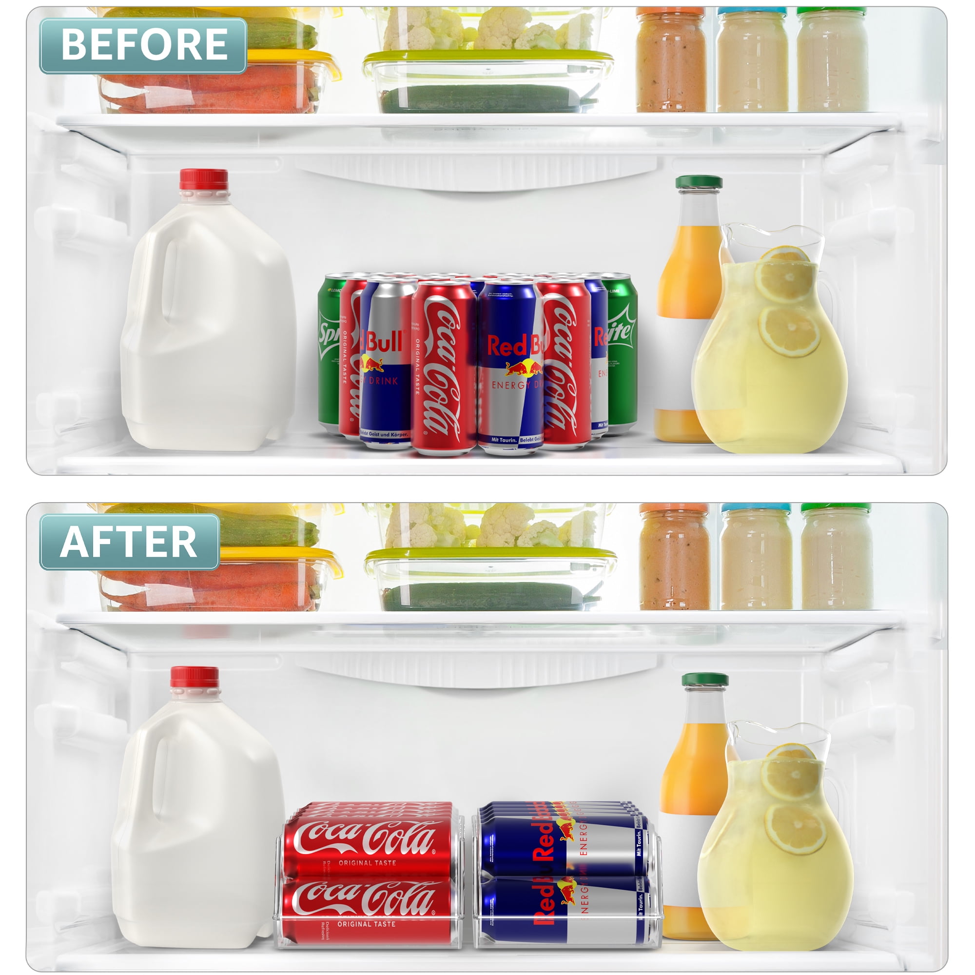 Sorbus Skinny Soda Can Organizer for Refrigerator - Slim Can Holder Drink Dispenser for Fridge - Soda Can Organizer for Fridge, Pantry, Kitchen Organization and Storage (Set of 4)