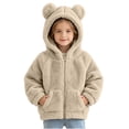 thumbnail image 6 of Besolor Toddler Girls Winter Fuzzy Sherpa Hoodies Fleece Thermal Warm Long Sleeve Sweatshirts Zip up Jackets with Pockets(5-6 Years,Khaki), 6 of 6