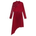 thumbnail image 6 of Doomiva Women's Sparkly Sequin Lyrical Dance Dress Long Sleeve Tulle Skirt Leotard Contemporary Dancewear Burgundy XL, 6 of 7