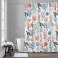 thumbnail image 5 of Summer Ocean Bathroom Shower Curtain, Blue Nautical Sea Turtles Shells Corals Starfish Waterproof Washable Soft Bath Curtain for Bathtub Decor with 12 Hooks&Grommet, 36x72 Inch, 5 of 9