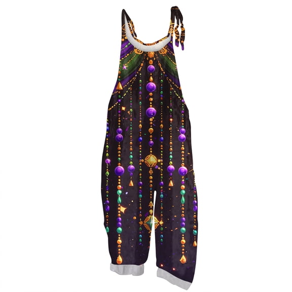 Dresfit Mardi Gras Romper Women Adjustable Strap Wide Leg Jumpsuit 2026 Sleeveless Patchwork Carnival Overalls Plus Size Petite Outfits Multicolor 2XL