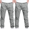 thumbnail image 2 of Frostluinai 2 Pack Cargo Sweatpants for Boys Solid Cinch Bottom Cargo Joggers Elastic Waist Baggy Sweat Pants with Pockets 4-13 Years, 2 of 9