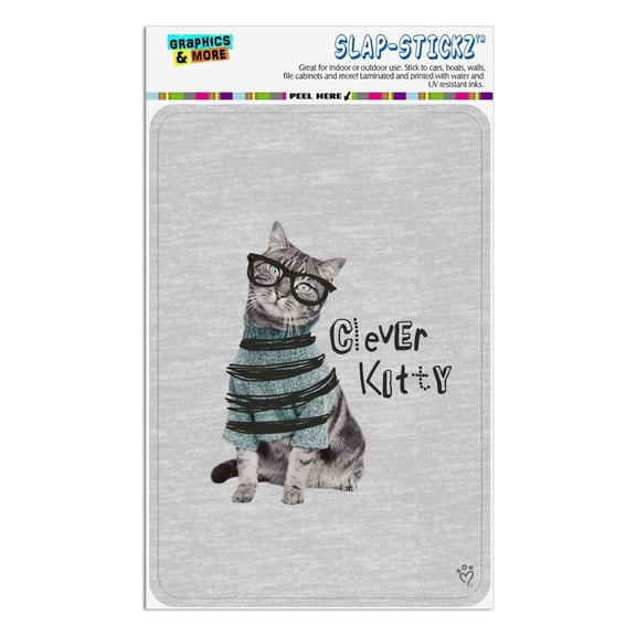 Clever Smart Kitty Cat Kitten Glasses Sweater Home Business Office Sign