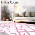 thumbnail image 2 of ODIKA 8'x10' Machine Washable Non-Slip Area Rug, Modern Lattice Motif with Blush Pink and Cream Highlights High Traffic Rug, Pink, 730934, 2 of 7