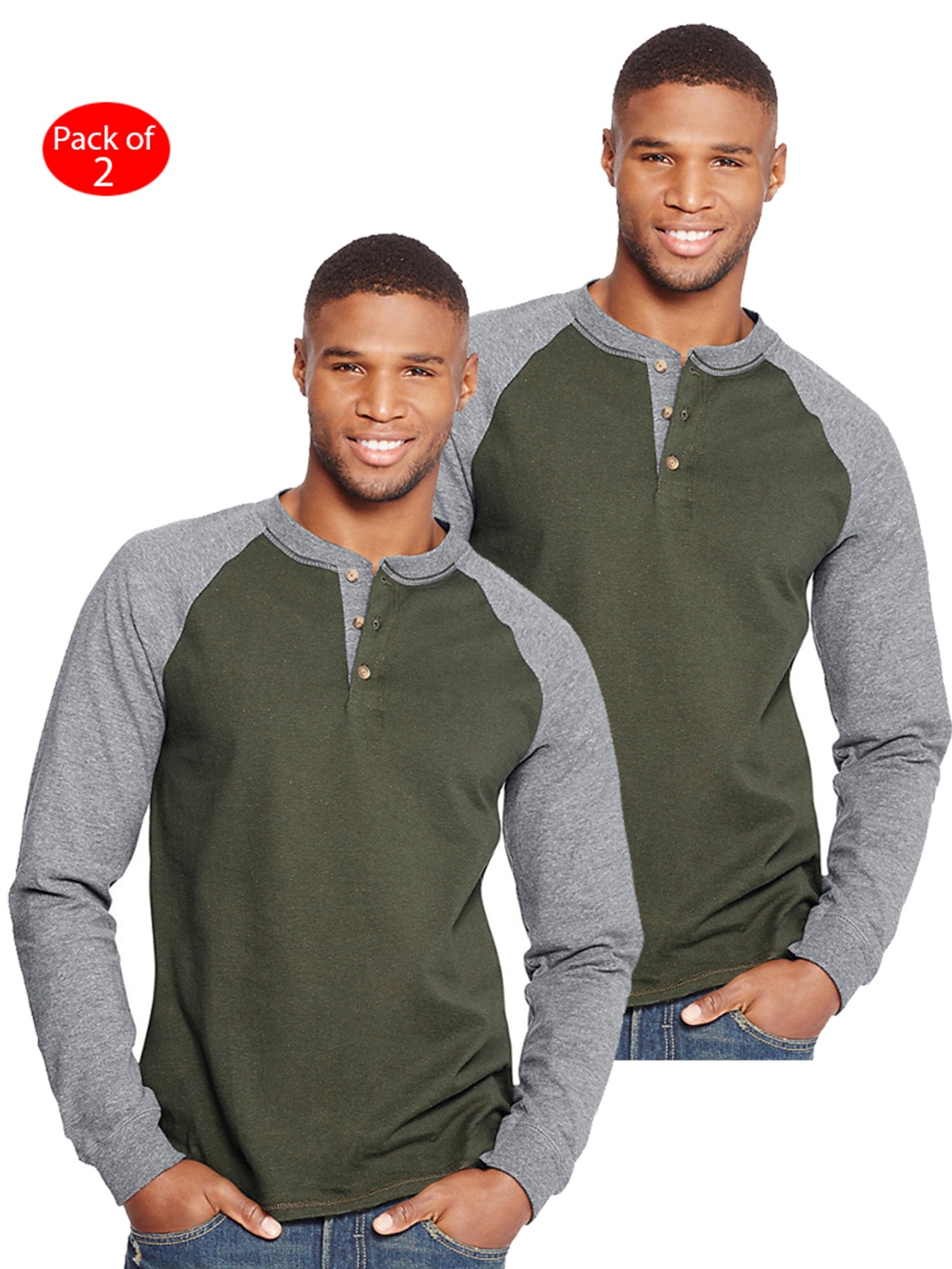 Hanes Hanes Men's BeefyT LongSleeve Colorblock Henley, Color