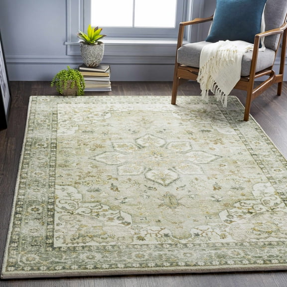 Hauteloom Crondall Living Room, Bedroom Area Rug - Traditional - Cream, Sage, Gray - 2' x 2'11"