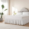 thumbnail image 2 of Wrap Around Ruffled Lace Bed Skirt, Elastic Dust Ruffle with Adjustable Belts,15 Inch Drop Easy to Put On, Bed Frame Cover, Machine Washable (Embroidered, Full/Twin-15), 2 of 12