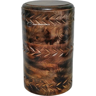Large Urn Rosewood Cremation Urns Round Wooden Engraved Urns for Human Ashes Adult for Ashes (15 Cubic Inches)